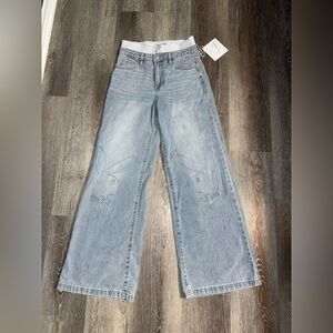 Playboy Wide-Leg Light Wash Denim Jeans w/ Embroidered Bunny Logo